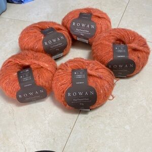 5 Skeins ROWAN Yarn Orange Fine Tweed Haze 50 GM Each Italy Alpaca/ Wool
